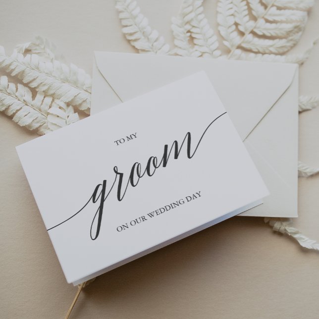 Elegant Dark Grey Calligraphy To My Groom Card (Elegant Dark Gray Calligraphy To My Groom Card)
