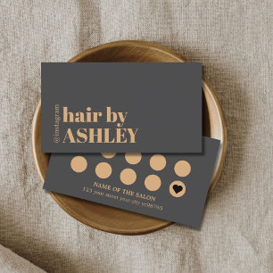 Elegant Dark Grey Faux Golden Hair Salon Loyalty Card