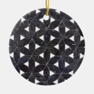Elegant dark grey flower of life pattern ceramic ornament