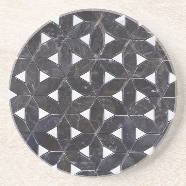 Elegant dark grey flower of life pattern coaster (Front)