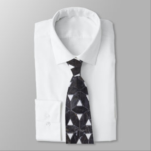 Elegant dark grey flower of life pattern tie