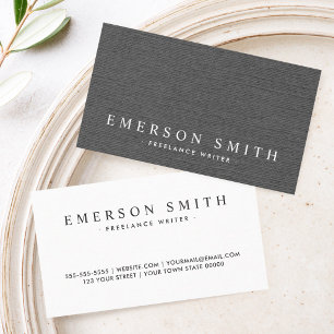 Elegant dark grey linen look classy business card