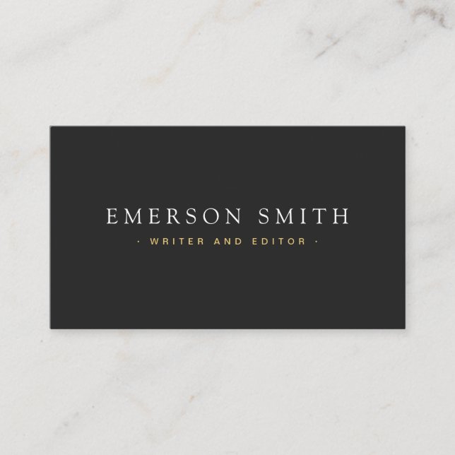Elegant dark grey modern minimal professional business card (Front)