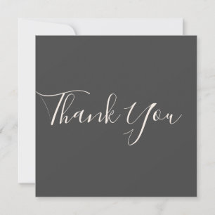 Elegant Dark Grey Photo Wedding Thank You Card