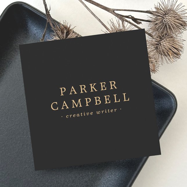 Elegant dark grey stylish minimalist square business card (Creator Uploaded)