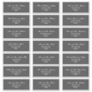 Elegant Dark Grey White Guest Address Labels