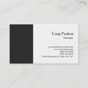 Elegant Dark Grey White Plain Simple Business Card