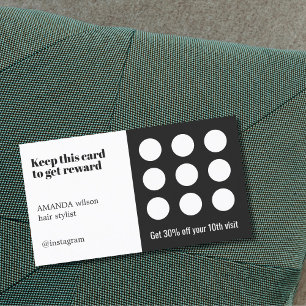 Elegant Dark Grey White Salon  Loyalty Card