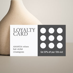 Elegant Dark Grey White Salon Loyalty Card