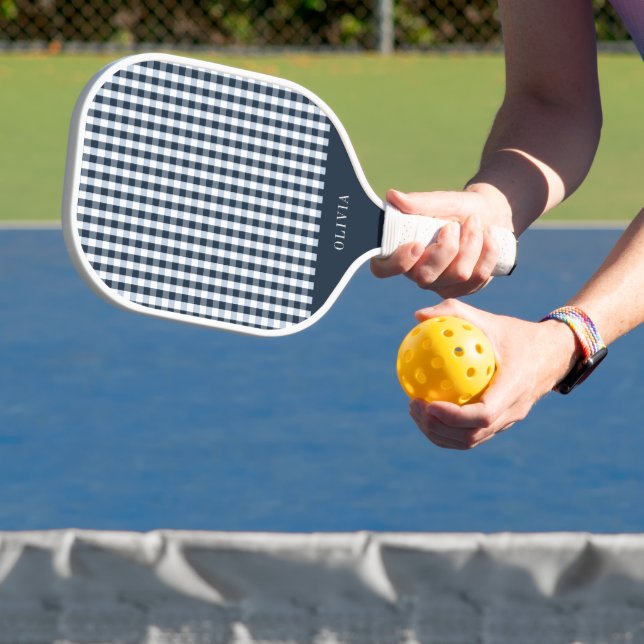 Elegant Dark Grid Pattern Pickleball Paddle (Insitu)