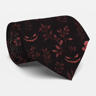 Elegant Dark Halloween Botanical Terracotta Tie