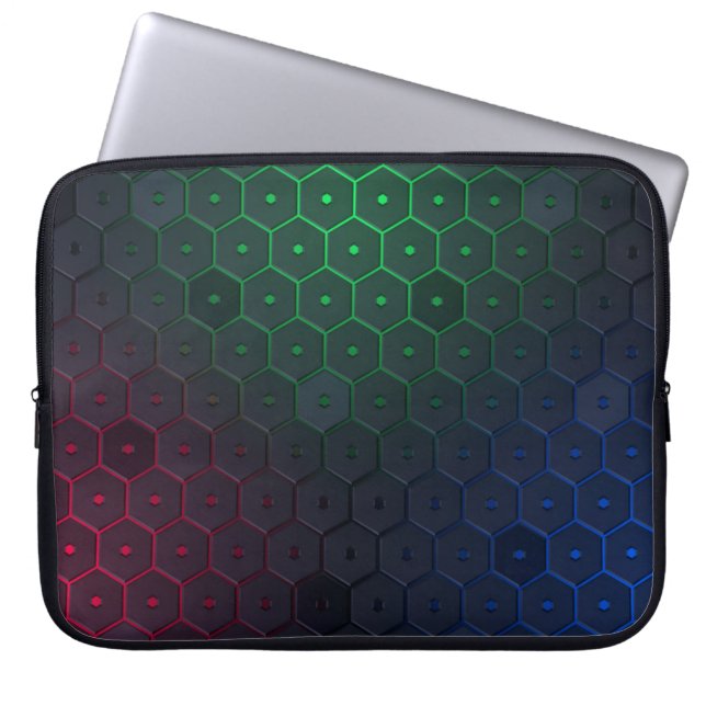 Elegant Dark Hexagonal Pattern Laptop Sleeve (Front)