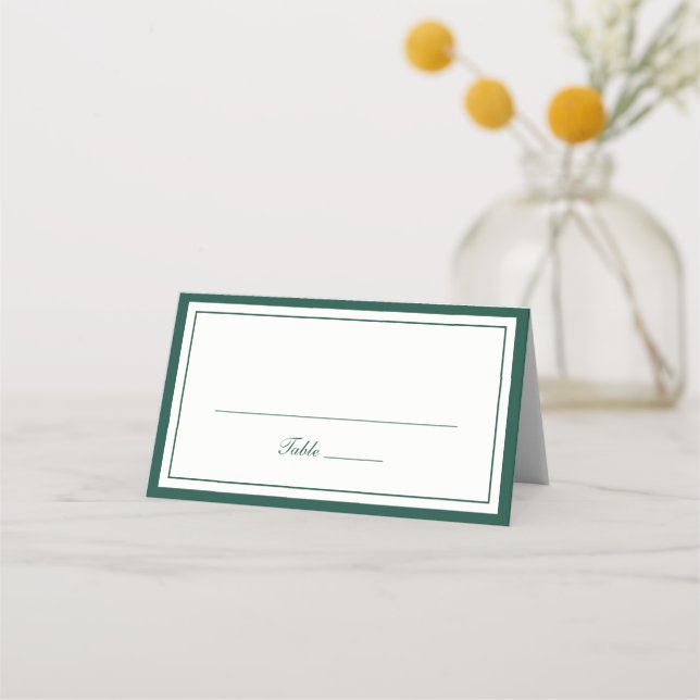 Elegant Dark Hunter Green Border Frame Wedding  Place Card (Front)