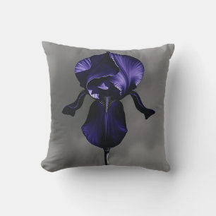 Elegant Dark Iris With Smoky Grey Cushion