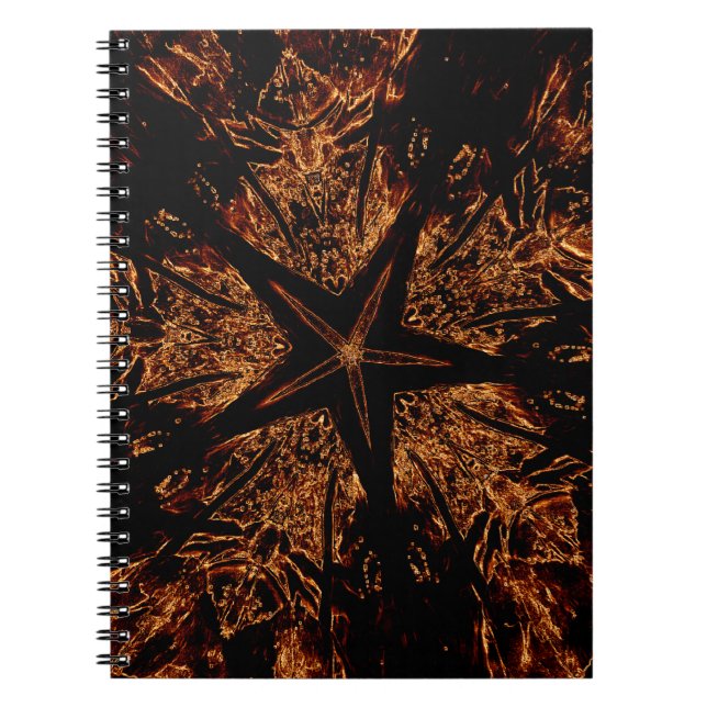 Elegant Dark Kaleidoscopic Design Black Brown Star Notebook (Front)