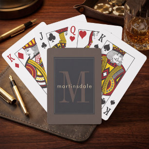 Elegant Dark Minimal Modern Monogram Playing Cards