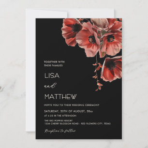 Elegant Dark Moody Red Flowers Invitation