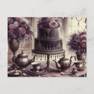 Elegant Dark Moody Tea Party  Postcard