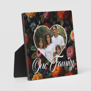 Elegant dark moody vintage florals personalise plaque