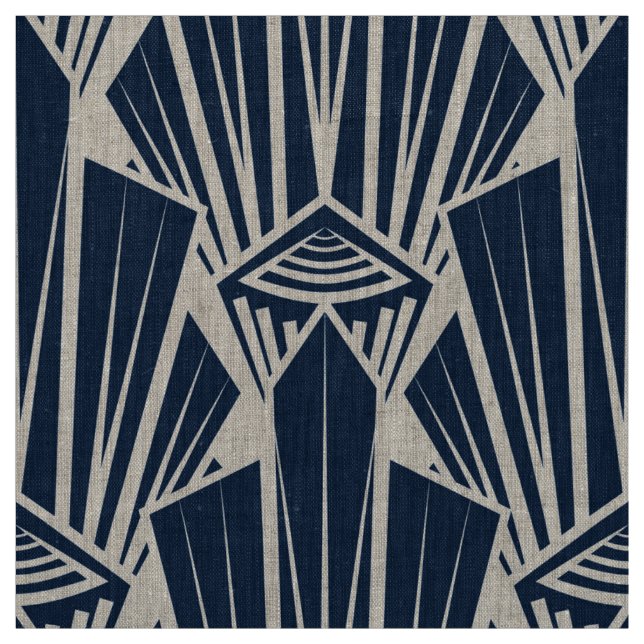Elegant dark navy art deco abstract geometric elem fabric (Swatch)
