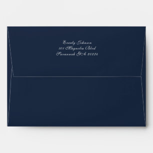 Elegant Dark Navy Background White Script Address Envelope