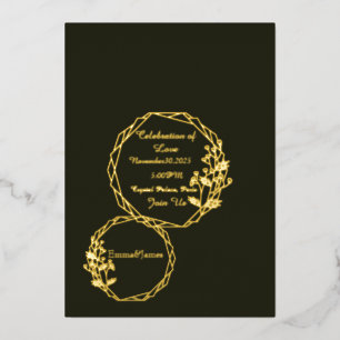 Elegant dark olive& gold invitation card 