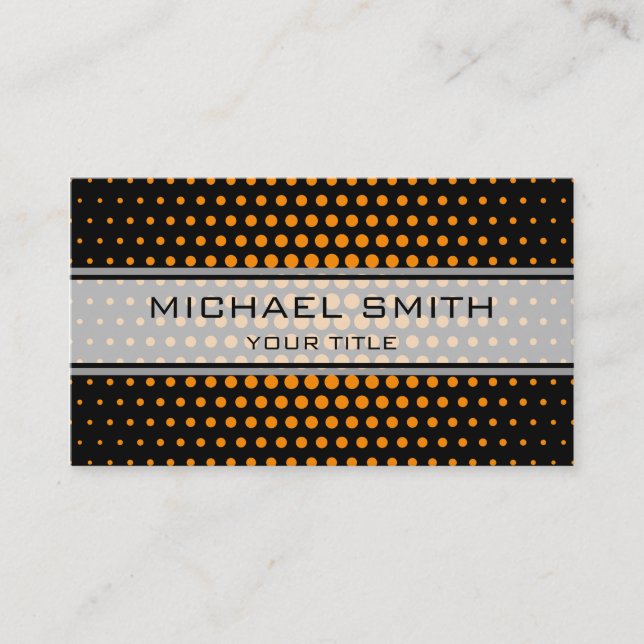 Elegant Dark orange Polka Dot Pattern Business Card (Front)