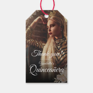 Elegant Dark Photo Quinceañera Gift Tag