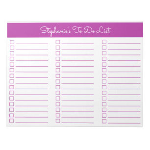 Elegant Dark Pink 8.5x11 Three Column Checklist Notepad