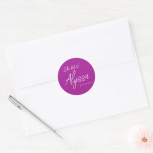 Elegant Dark Pink Graduation Party She Did It Classic Round Sticker