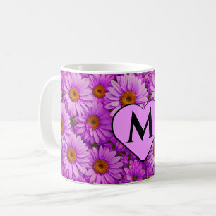Elegant dark pink magenta floral daisies coffee mug