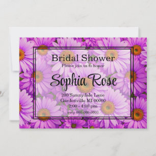 Elegant dark pink magenta floral daisies invitation