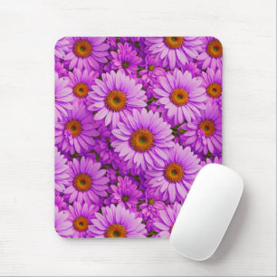 Elegant dark pink magenta floral daisies mouse pad