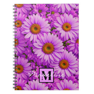 Elegant dark pink magenta floral daisies notebook