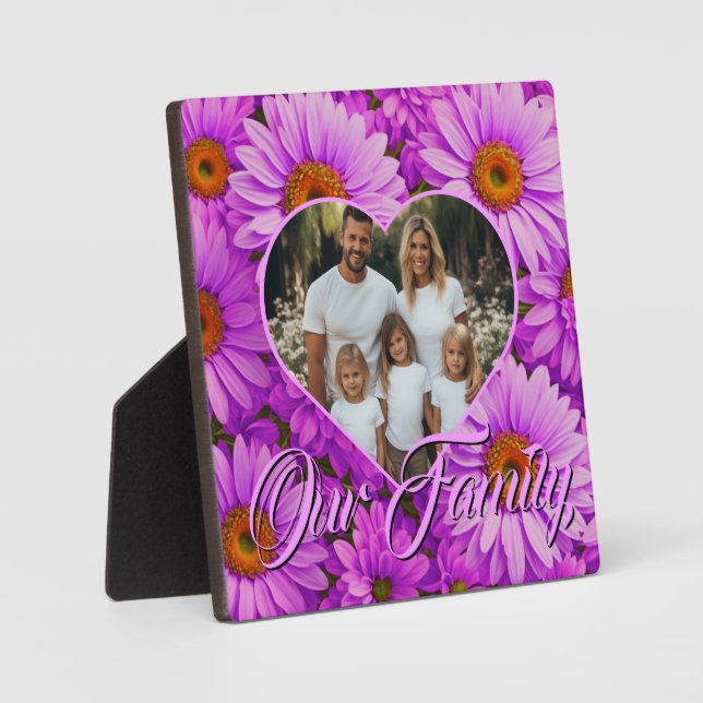 Elegant dark pink magenta floral daisies plaque (Front)