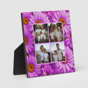 Elegant dark pink magenta floral daisies plaque