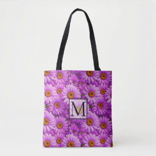 Elegant dark pink magenta floral daisies tote bag