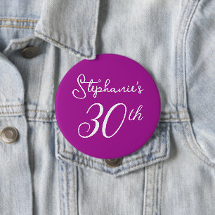 Elegant Dark Pink Monogram 30th Birthday Party 10 Cm Round Badge