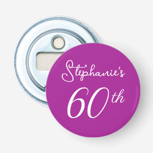 Elegant Dark Pink Monogram 60th Birthday Party Bottle Opener