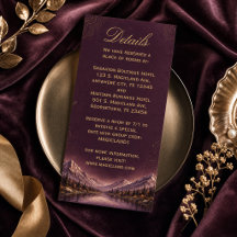 Elegant Dark Plum Mountain Wedding| Gold Botanical
