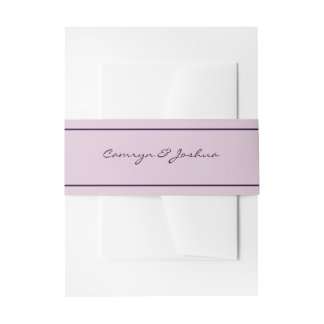 Elegant Dark Plum Trim Wedding Any Text Portrait Invitation Belly Band