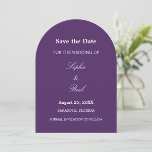 Elegant Dark Purple Arch Save the Date