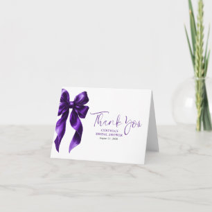 Elegant Dark Purple Bow Bridal Shower Thank You