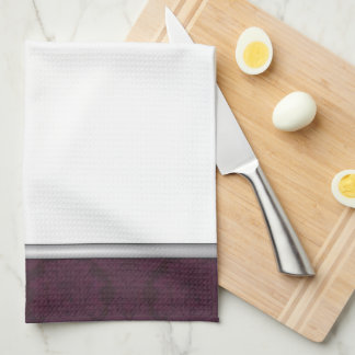 Elegant Dark Purple Damask Kitchen Towel
