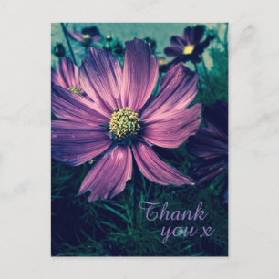 Elegant Dark Purple Flowers Thank You Postcard