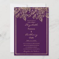 Elegant dark purple gold luxury floral Wedding