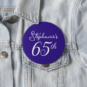 Elegant Dark Purple Monogram 65th Birthday Party 10 Cm Round Badge