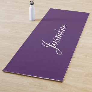 Elegant Dark Purple Personalised Name Yoga Mat