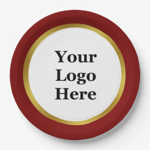 Elegant Dark Purple Red and Gold Your Logo Here  Paper Plate