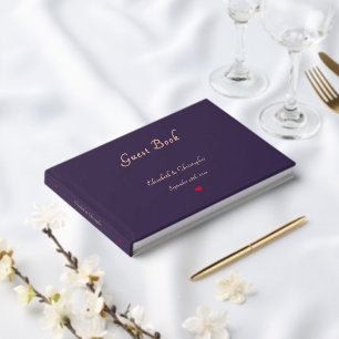 Elegant Dark Purple Rose Gold Weddings Anniversary Guest Book
